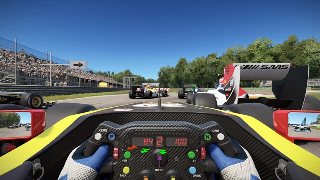 Cockpit view of a formula-style race car in the game Project Cars 2.