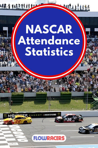 NASCAR cars on track at Pocono Raceway with full grandstands in the background and spotters on the roof