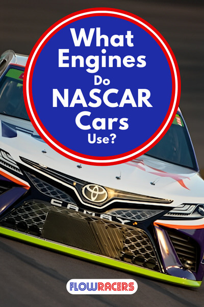 White Toyota Camry NASCAR car racing around a corner on a track with FedEx sponsor on the hood, What Engines Do NASCAR Cars Use?