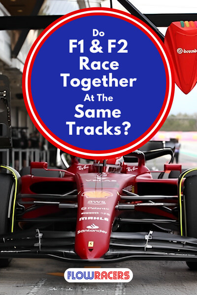 Red Ferrari F1 car of Charles Leclerc in the pits at Circuit de Barcelona-Catalunya surrounded by Ferrari team members, Do F1 & F2 Race Together At The Same Tracks?