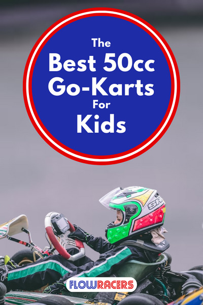 A child sitting in a racing kart with their hand on the steering wheel and their helmet visor open, The Best 50cc Go-Karts For Kids