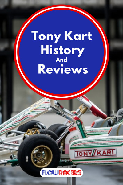 Tony Kart go-kart on a kart stand showing the chassis with wheels attached, Tony Kart History And Reviews