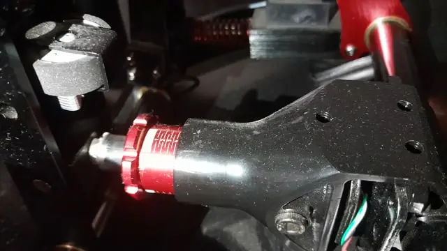 The brake pedal adjustment on the Fanatec ClubSport V3 sim racing pedals.