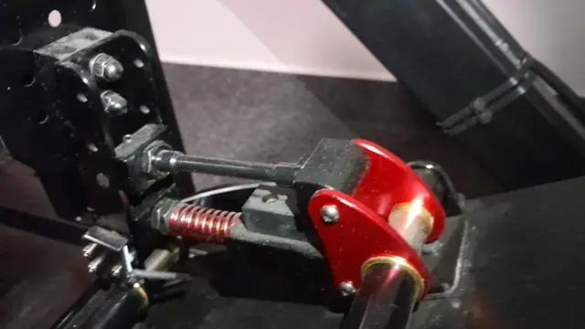 Clutch pedal of the Fanatec ClubSport V3 pedals showing the degressive cam mechanism.