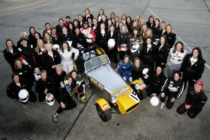 Sabine Tyrvainen as part of the 2005 Formula Woman Guinness World Record.